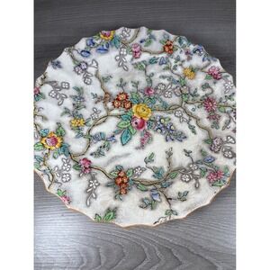 Copeland Spode Patricia Dinner Plate Floral Chintz‎ Scalloped Edge England 10 in